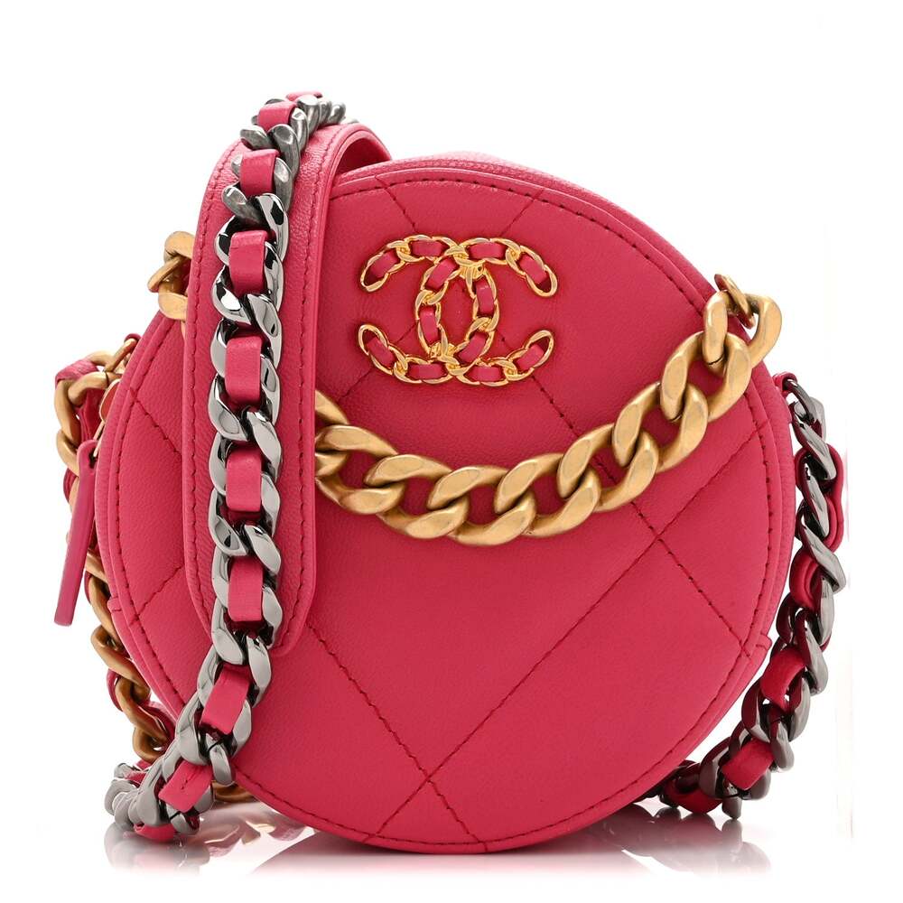 Lambskin Quilted Chanel 19 Round Clutch #269907C19B